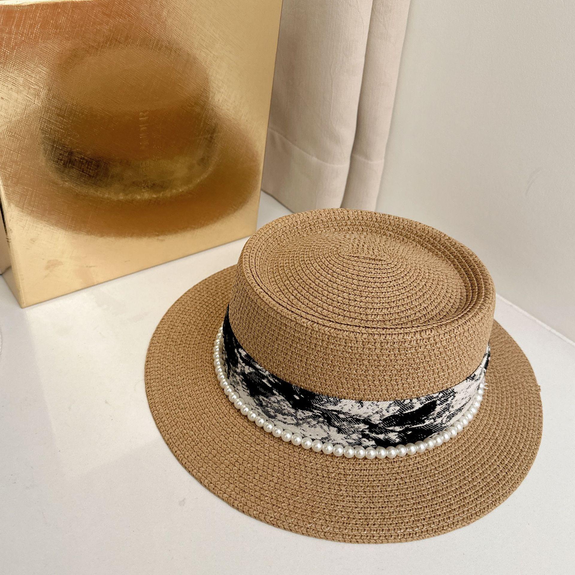 

Outdoor summer seaside photo knitting hat showing face small flat brim simple bowler hat retro flat top sun hat tide M（56-58cm） верблюд