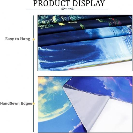 Heopapin Blacklight Tapestry Fantasy Moon Lightning Tapestries UV Reactive Tapestry Magic Waterfall Forest Landscape Tapestries Wall Hanging for