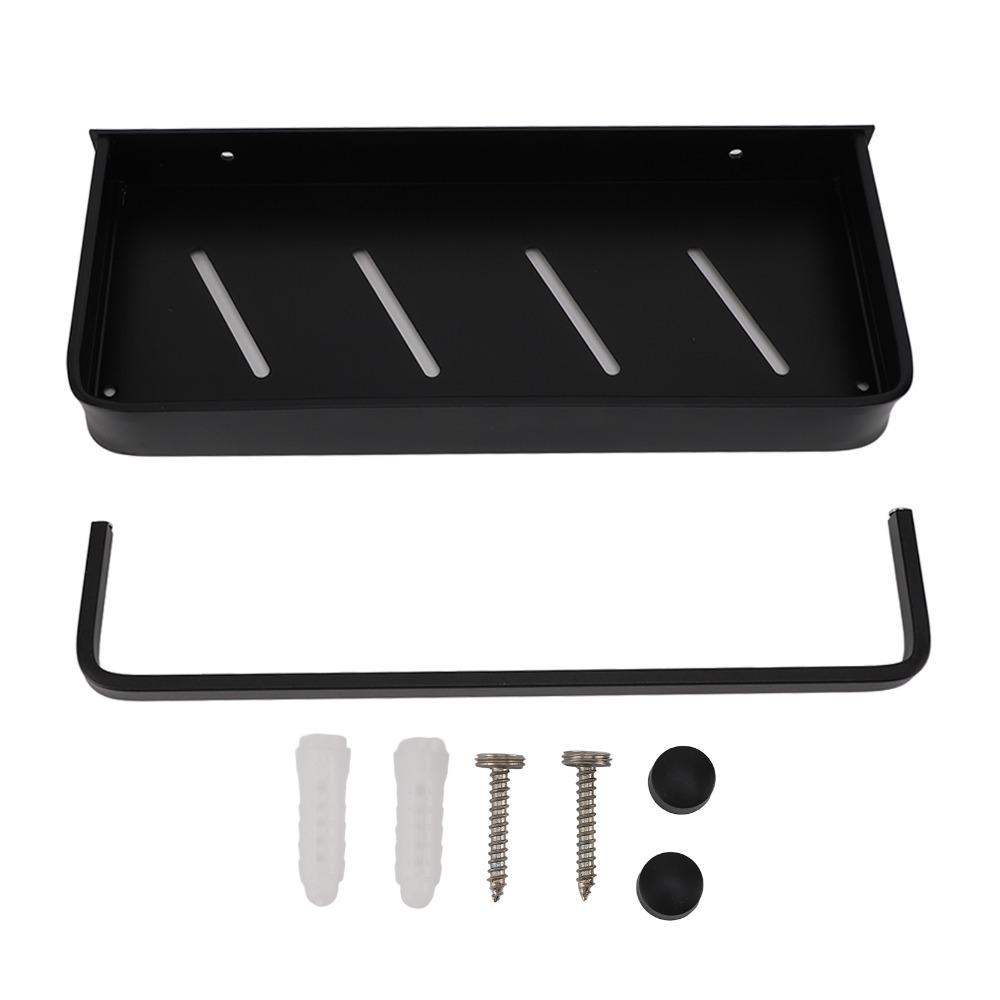 Aluminum Bathroom Shelf Black Storage Shelf Practical Towel Rack  Space Saving