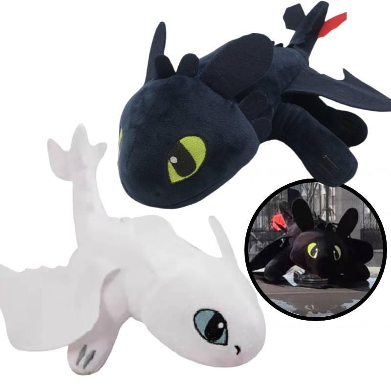 Toothless Dragon Helmet Sucker Plush Motorcycle Decoration 20cm Black