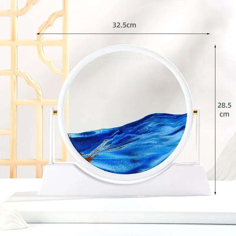 Rotatable Sandscape Moving Sand Art Picture Round Glass Deep Sea Quicksand 3D Hourglass Flowing Sand Painting Home Decor Gifts