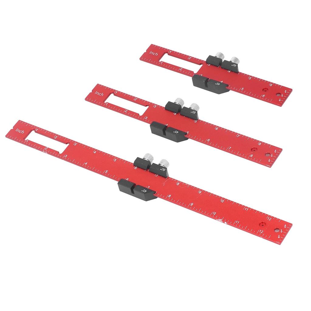3Pcs Woodworking Ruler Set Accurate Metal Slide T Type Square Scribing Marking Measuring Tool