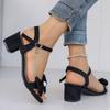 Fashion Ladies Shoes 2025 Plus Size Modern Women's Sandals Brand Dress Sandals Women Bow Tie Buckle Strap Med Heel Open Toe Shoes Women