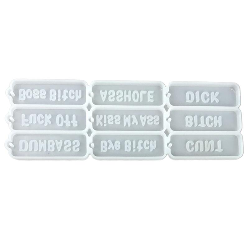 2PCS Word Resin Molds Silicone Keychain Epoxy Casting Mold for Key Fob Luggage Tag for DIY 2Pieces Crafts Pendant Making