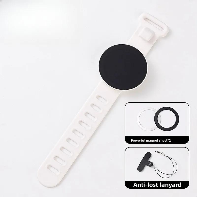 

Прочный двусторонний магнитный браслет для телефона на запястье для бега, спортзала, спорта, вождения, VLOG, прямой трансляции, надежное крепление свободные руки белый