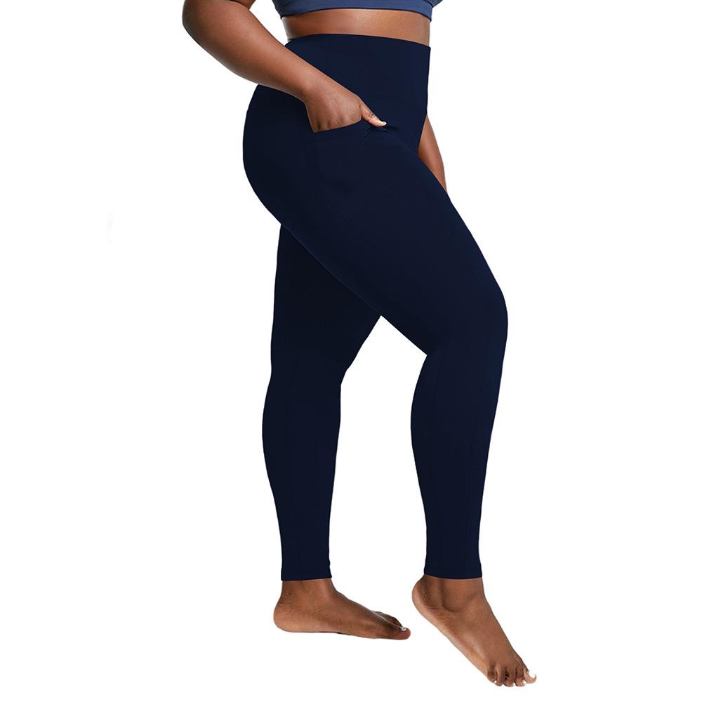 Oboustranné kapsy Nadměrné velikosti Jóga kalhoty 1XL-5XL Sportovní legíny s vysokým pasem nadměrné velikosti