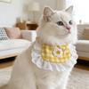 2pcs Checkered Dog Bib Set, Lace Trim Pet Bandana with Flower for Small Dogs