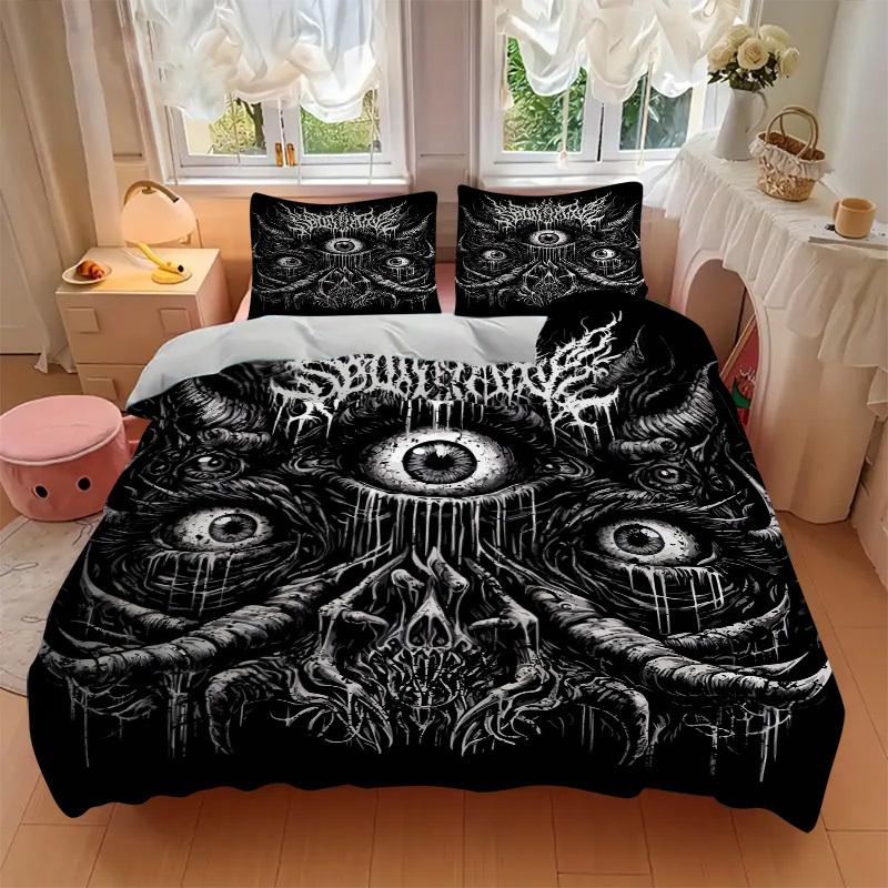 3pcs Spectralize: Anime Horror Bedding Set - Includes One Quilt Cover and Two Pillowcases (No Core) - Perfect for Bedroom and Guest Room Dec