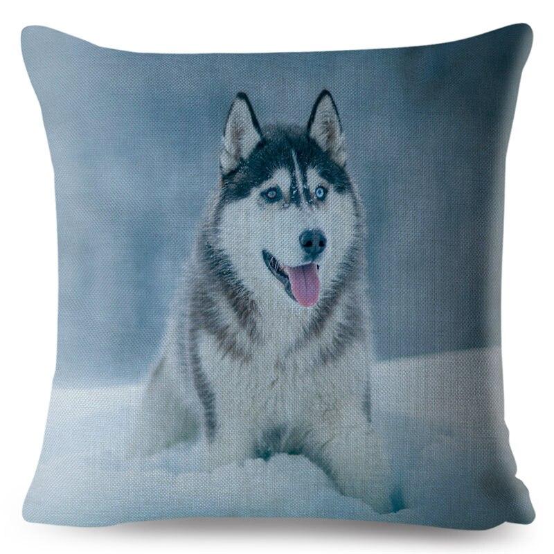 Cheap Funny Siberian Husky Dog Print Throw Pillow Cover 45x45cm Square