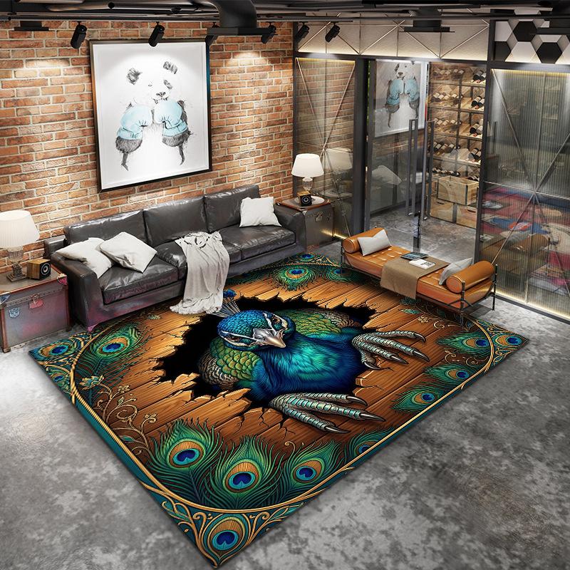 Animal drilling black panther Carpet Rug for Living Room Bedroom Home Sofa Decoration,Kids play Non-slip Floor Mat