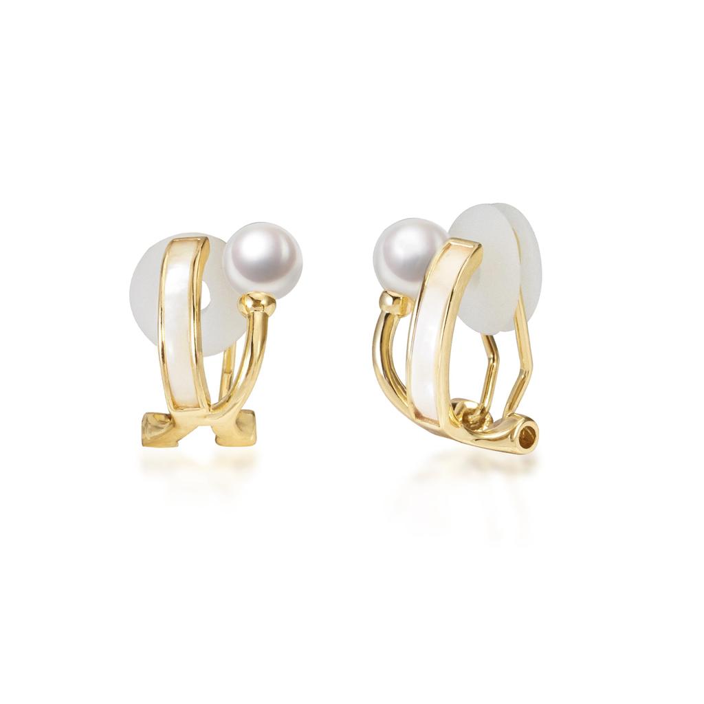 PHNIBIRD Pearl White Mother of Clip Fall High School Wedding Jewelry Earrings, Painless, Women's, Pearl, Hypoallergenic, Earrings, Won't Off, Student,