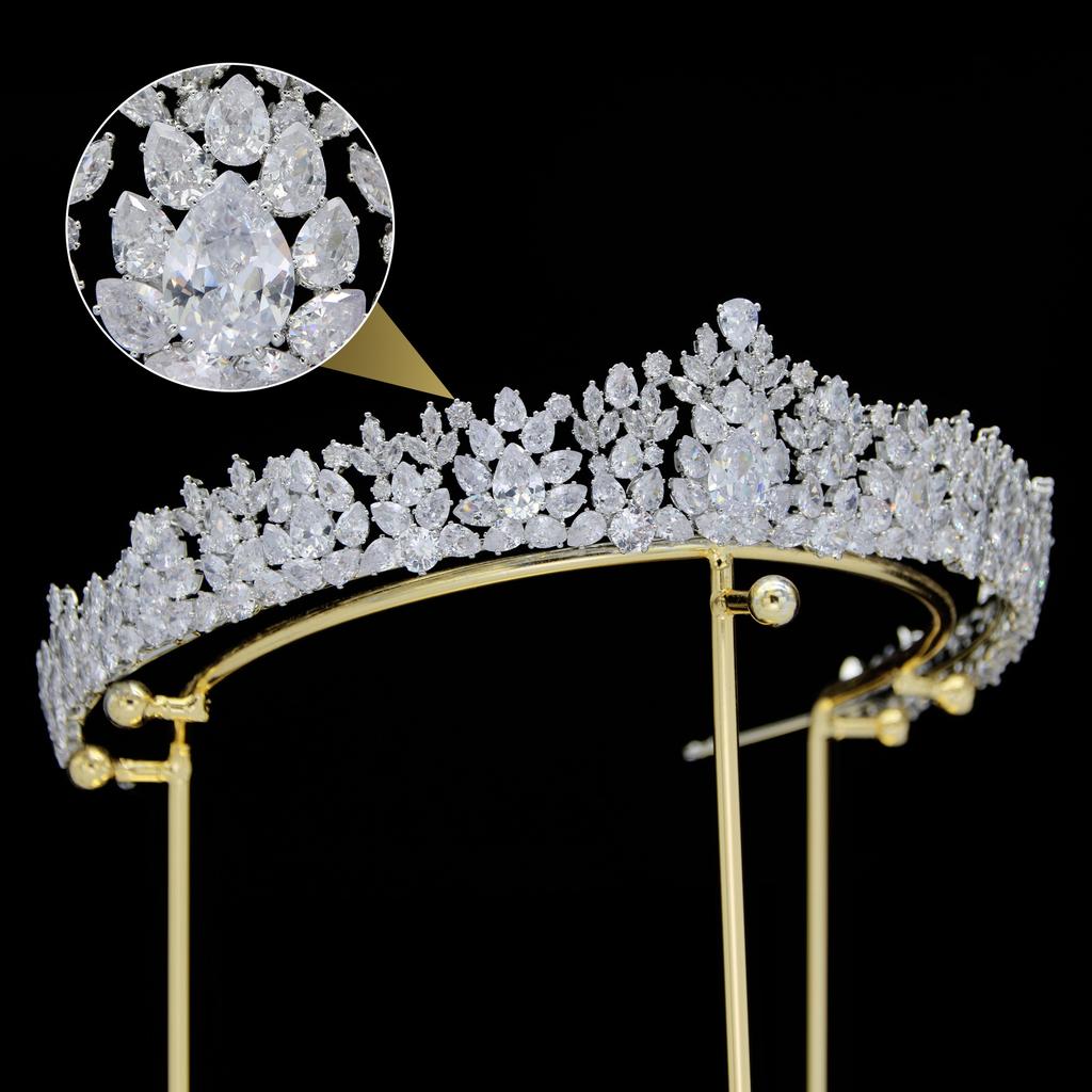 New Elegant Charm Bridal Crown Headpiece Korean Diamond Crown Wedding Hair Accessories