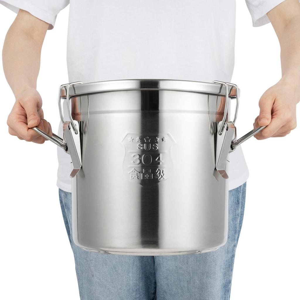 304 Stainless Steel Rice Bucket with Lid 3.17 Gal Food Storage Container Grain Canister for Flour, Beans & Cereals with Sealed Buckle