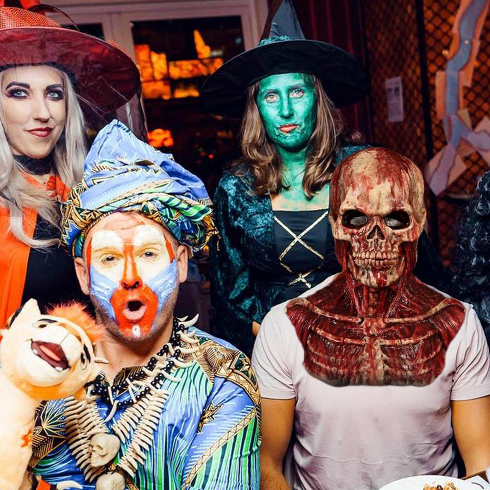2022 Halloween Horror Blutiges Skelett Gesichtsbedeckung Handschuhe Latex Gruselige Gesichtsbedeckung Halloween-Party