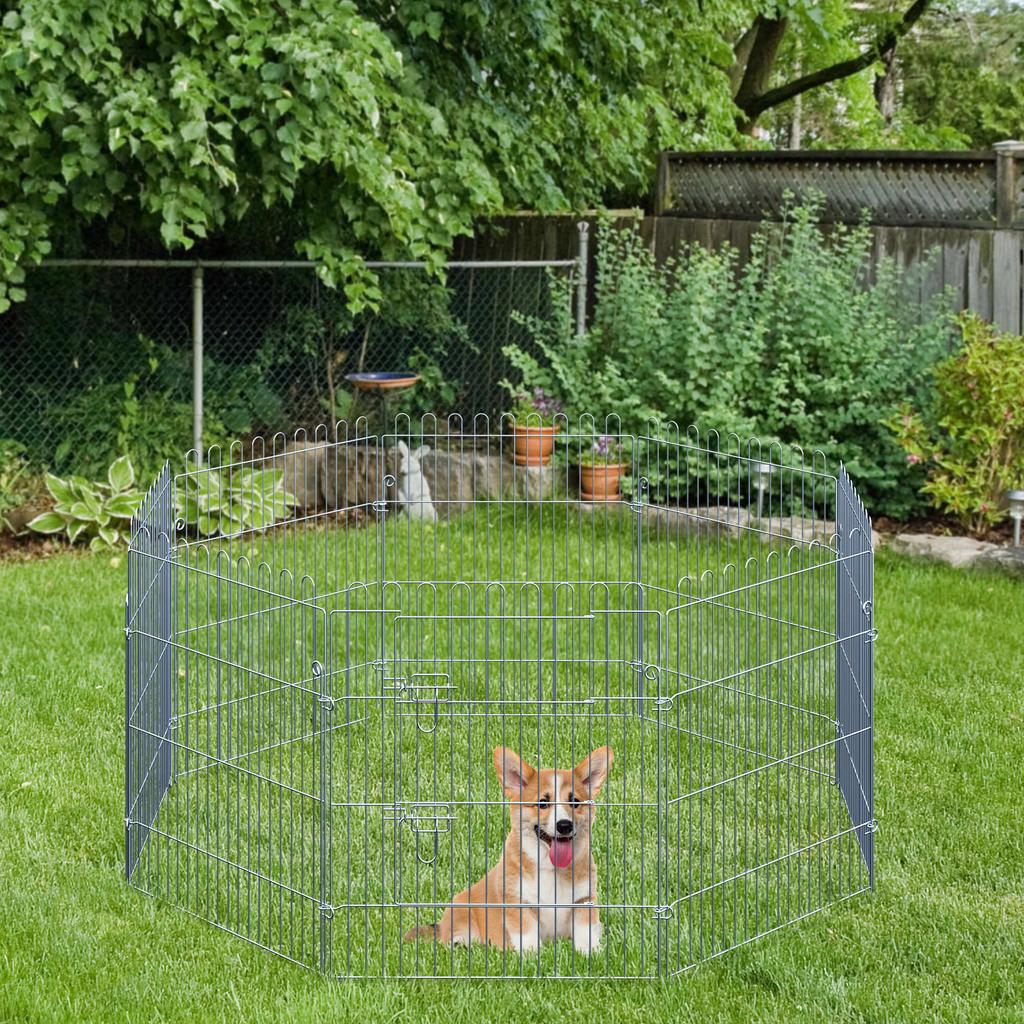 Recinto per Cani di Razza Libera Box Gioco per Cuccioli Recinzione per Cuccioli Box Gioco Cancello per Cuccioli per Animali 8 Pezzi L63 x A76 cm