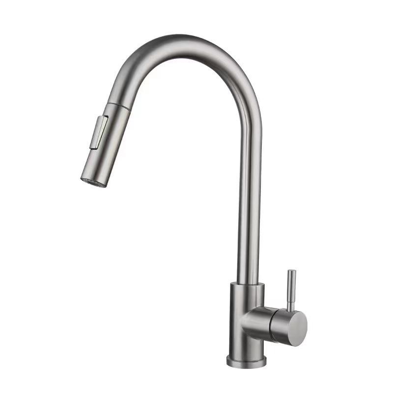 304 Stainless Steel Pull-Out Kitchen Faucet with Splash-Proof, Hot & Cold Features and Vegetable Washing Basin.