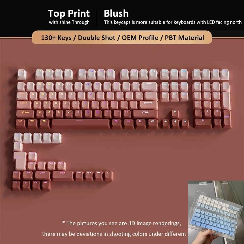 Xiaomi 133+ Gradient Shine through backlit RGB Gamer Keycap For Mx Switch Mechanical Keyboard OEM Profile PBT Keycap ISO Layout Key cap