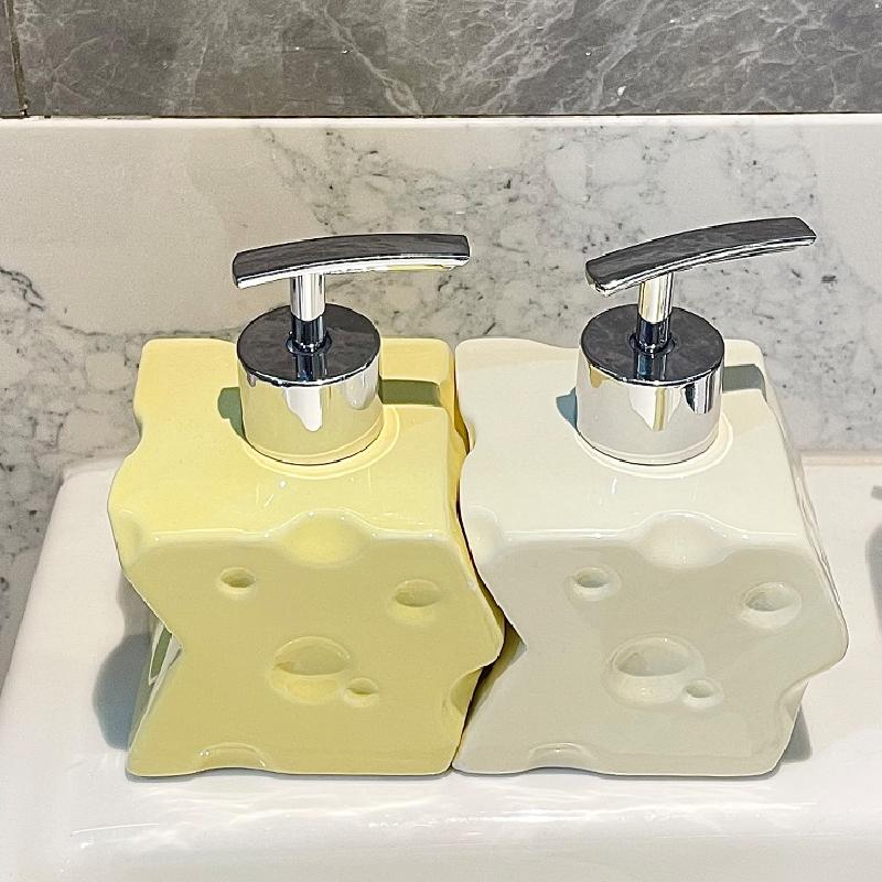 Creative Combination Emulsion Bottle Cheese Portable Soap Bottle Ceramic Bottle Shampoo Soap Dispenser Accessories Bathroom