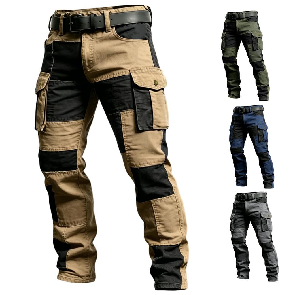 2026 New Style European Men's Multi-color Block Tactical Multi-pocket Outdoor Workwear Pants