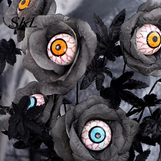 Halloween Themed Decor Eyeball Flower Stem, Artificial Rose Floral Pick with Eyeball, Party Decorations Gothic Black Branches for Vase, Home