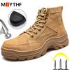 Male Indestructible Shoes Safety Boots Steel Toe Shoes Anti-smash Anti-puncture Work Shoes Outdoor Security Boots Tactical Boots