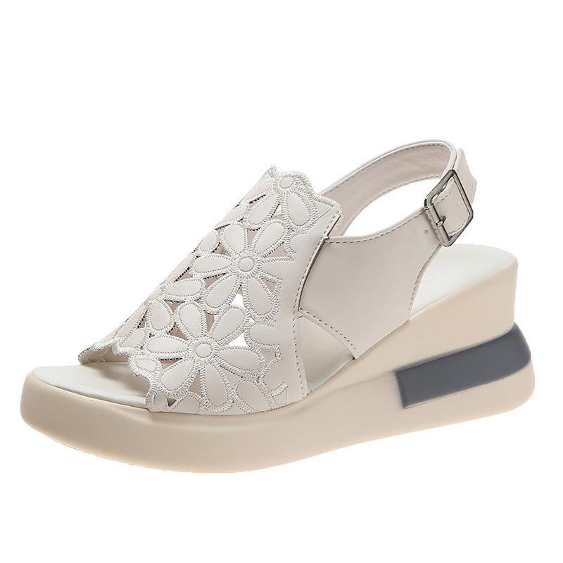 New Korean Version Sports Sandals Women's Outer Wear Summer One-word Buckle Belt Women's Shoes Casual Muffin Soft-soled Sandals Women's