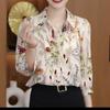 Shirt summer new printed shirt mother temperament fashion shirt loose and thin foreign seven-point shirt top