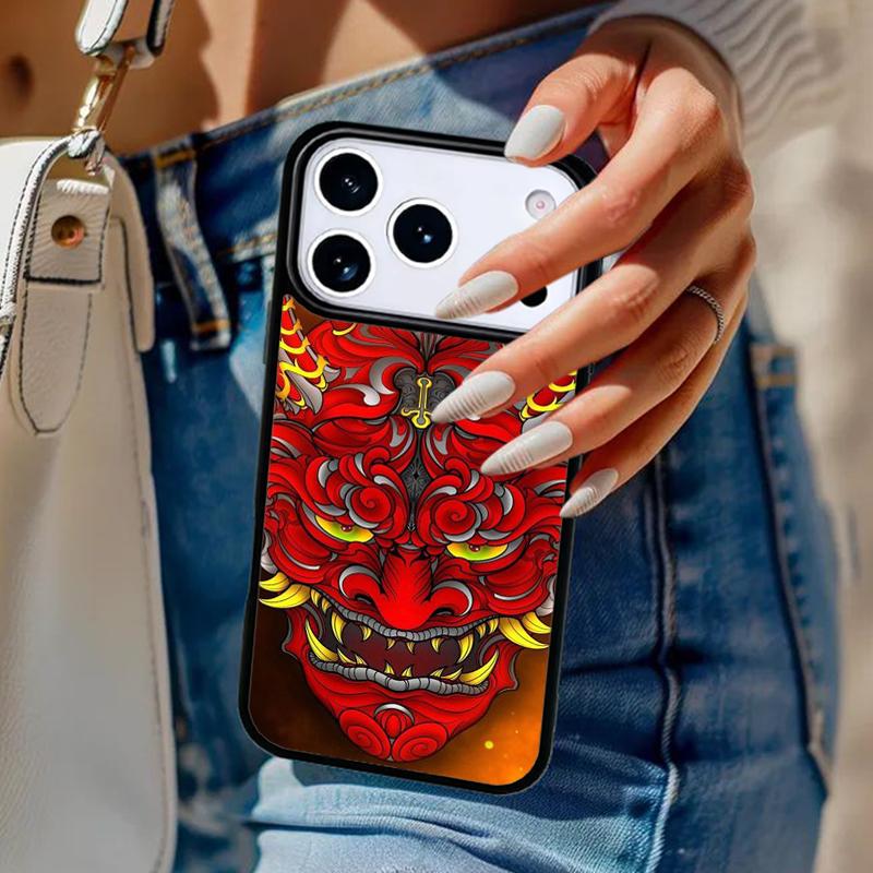 Samurai Oni Mask Phone Case For iPhone 17 Air 14 15 13 12 Max Cover For Apple 16e 11 Pro Max Plus Coque