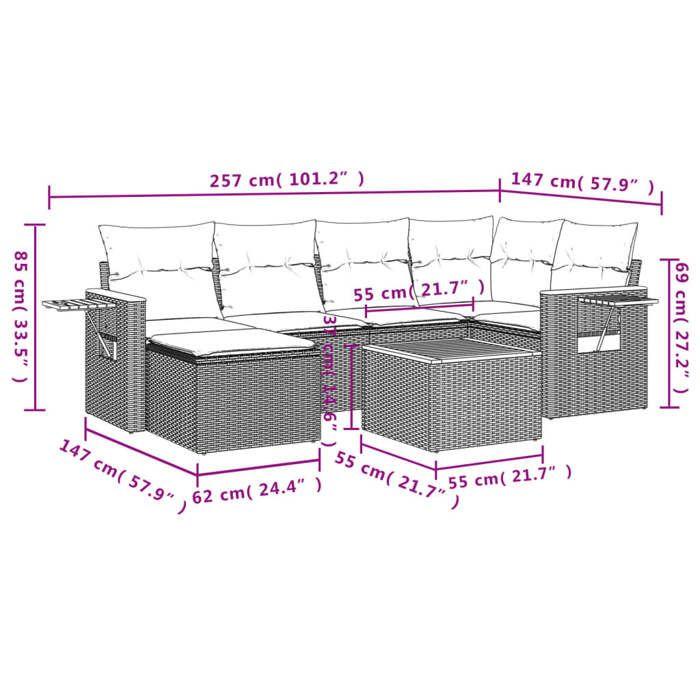 VidaXL Garden Lounge Set with Cushions 7 Pcs, Patio Sofas, Patio Furniture Set, Outdoor Furniture, Grey 3227026