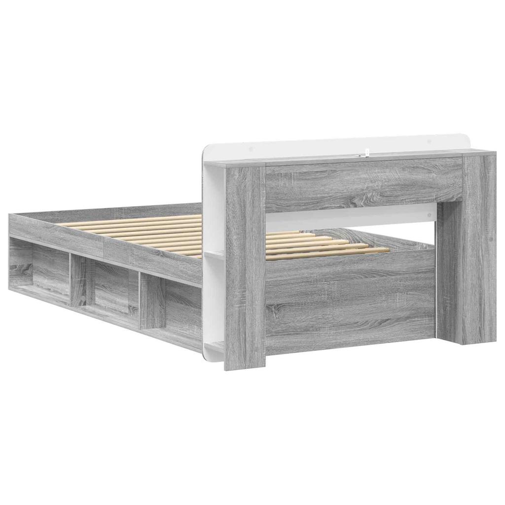 Bed Frame with Storage Space Grey Sonoma 75 x 190 cm Engineered Wood