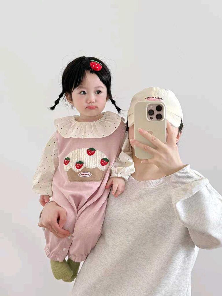 Baby Girl Autumn Dungaree & Onesie Set - Cute Two-Piece for Small Infants