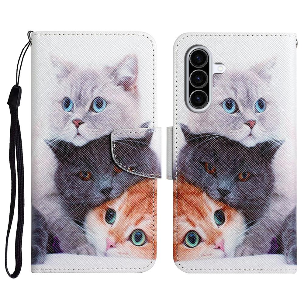 For Samsung Galaxy A37 5G Case Pattern Printing Protective Leather Folio Phone Cover with Wrist Strap