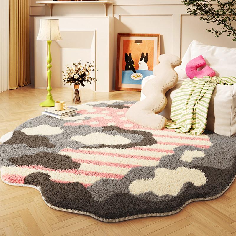 Art Style Carpets for Living Room Abstract Creative Bedroom Decor Carpet Fluffy Soft Irregular Shape Rug Home Plush Floor Mat