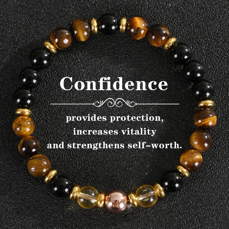 2025 Tiger Eye & Green Crystal Elastic Cord Wealth Bracelet - Handmade Jewelry