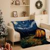 Soft Fleece Blanket With Starry Sky Print Camping Sofa Napping Air Conditioning Use Customizable Design