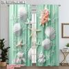 2pcs, Curtain Popular 2D Print Beautiful Shell Versatile Fabric (without Rod) Stuff Clearance Use for Room, Kitchen, Study,