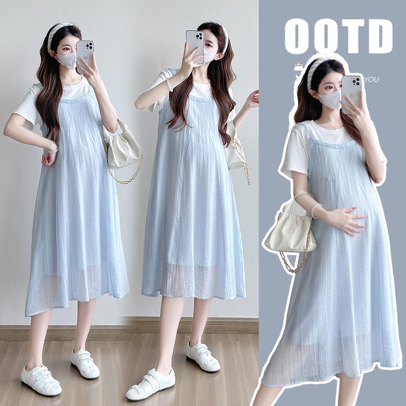 Korean Style Patchwork Maternity T-Shirt Dress Medium