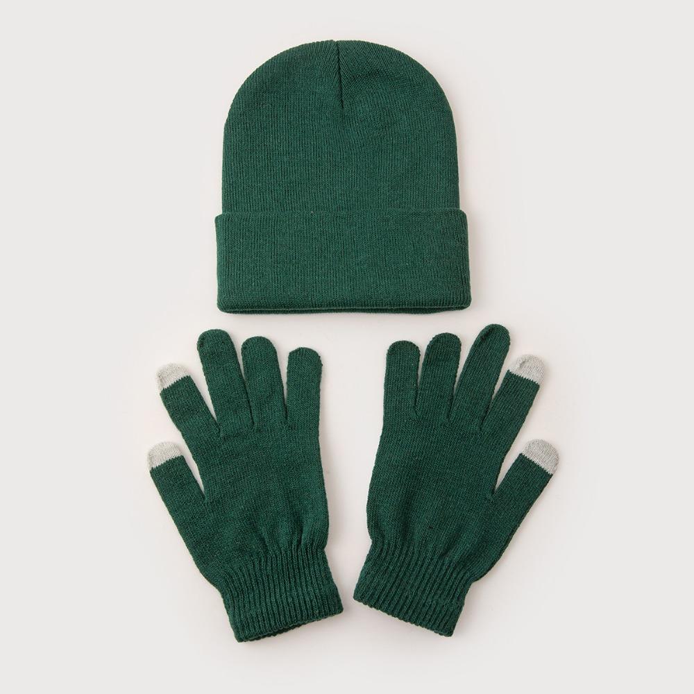 Cute Woman New Beanies with Gloves Knitted Solid Hat New 2025 Winter Hats