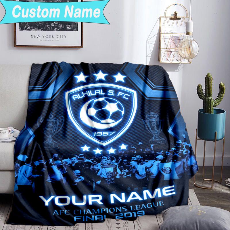 Custom Name Blanket Hilal FC Crest Blanket Bedding Blanket for Travel, Camping, Living Rooms, Offices, Sofas, Fan Christmas Gift
