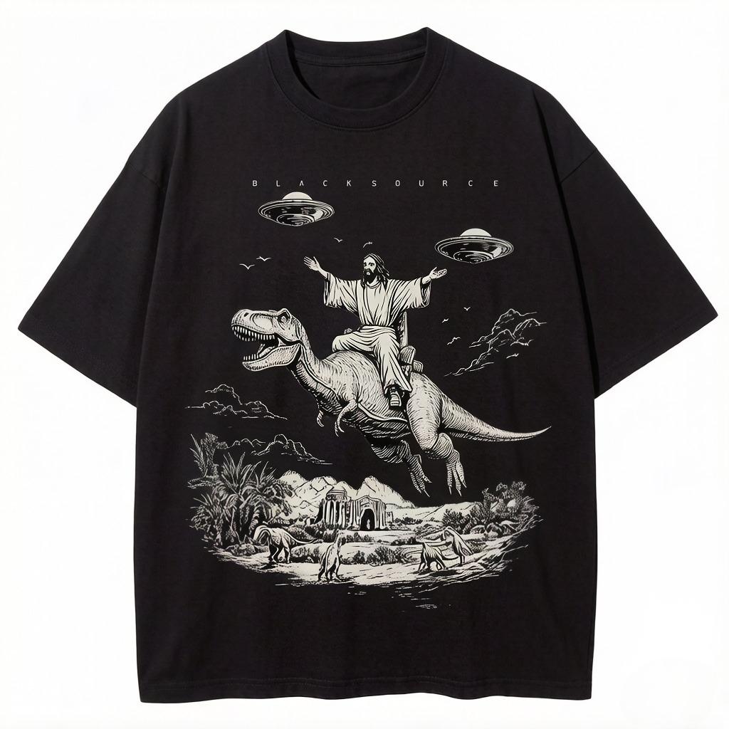 

God Dinosaur Pattern Fashion Tshirt Womens Size Suitable for Both Unisex and Women Summer Unisexs Tshirts Graphic T Shirts M
