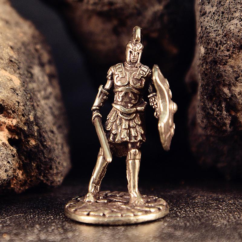 Vintage Brass Spartan Warrior Statue Twelve Types of Rome Soldier Models Figurine Game Props Desktop Ornaments Home Craft Decor