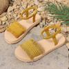 Fashion Summertime Sandal Woman Wear It Outside Flat Bottom Weave Sand Beach Sandals Women's Tassel Shoelaces Are Non Slip Shoes