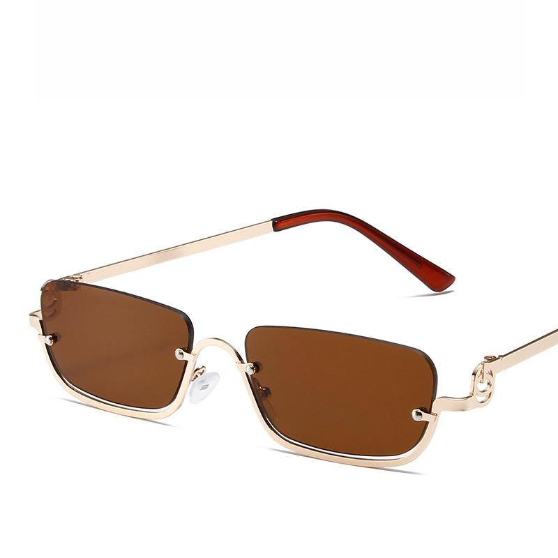 Fashion Small Square Women's Sunglasses Luxury Brand Metal Half Frame Sunglasses Woman Trend Vintage Black Pink Shades