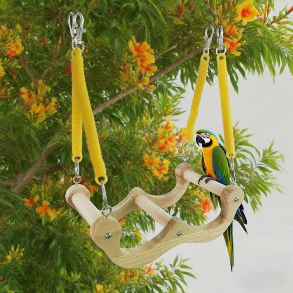 Wear Resistant Wood Bird Swing Chew-resistant Parrot Play Rack Bird Training Stand  Bird Enrichment