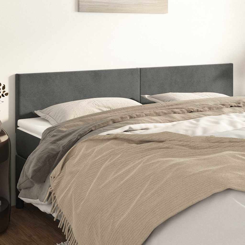 vidaXL Kopfteile Dunkelgrau 180x5x78/88 cm Samt graue