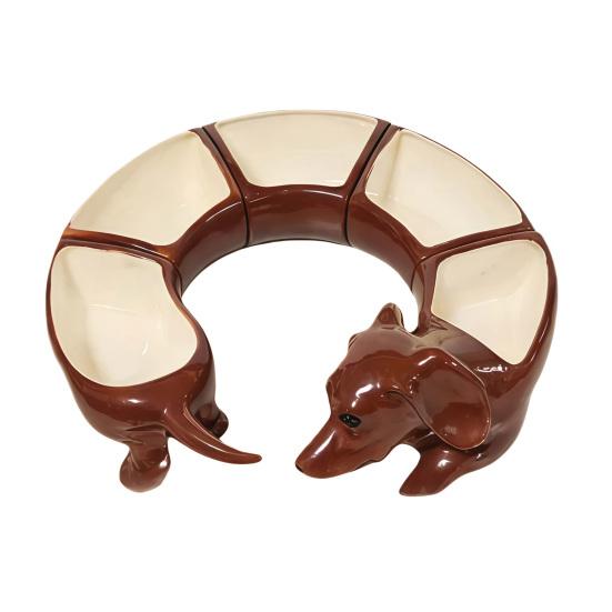 

Розділена тарілка для закусок Вінтажна такса 5-секційна сервірувальна тарілка Смоляна тарілка для снеків для сиру горіхів фруктів Декоративний подарунок для любителів собак господарів A