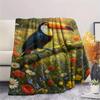 1PC Toucan Oil Painting Print FlAannel Blanket, High quality Comfortable for All Seasons, Home Decor, Warmth and Comfort