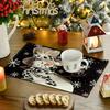 Black Snowman Snowflakes Let it Snow Winter Placemats Set of 4 12x18 Inch Christmas Table Mats for Party Kitchen Dining Decor