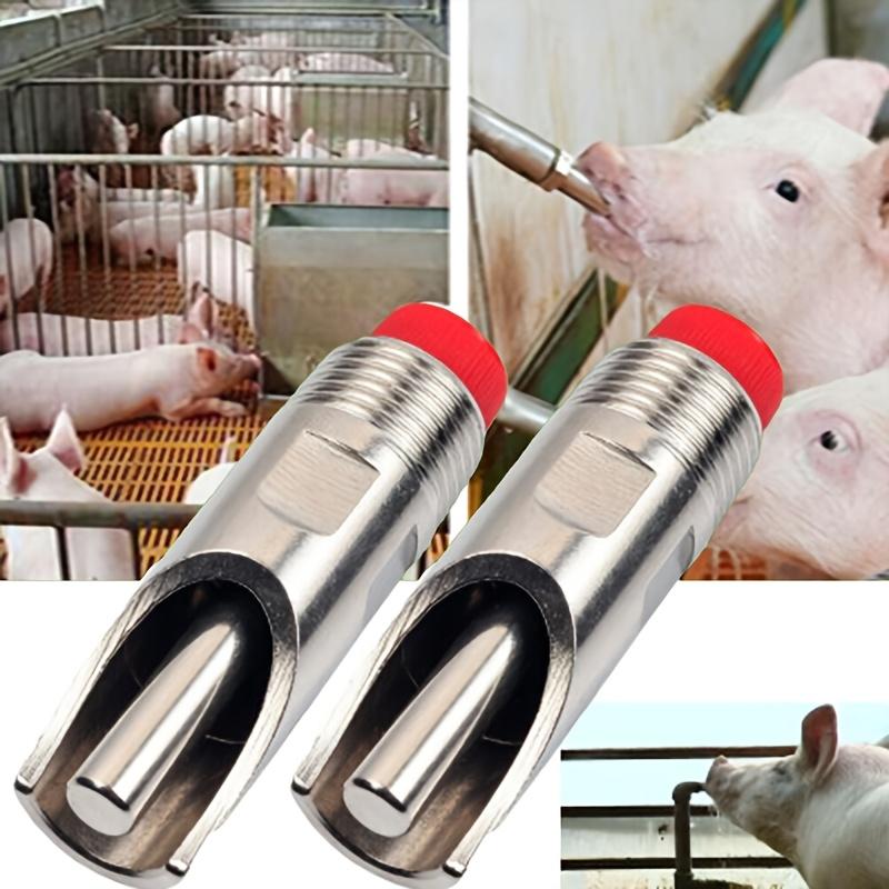 1pc Stainless Steel Automatic Nipple Water Dispenser Set for Farm Animals Corrosion-Resistant Drinking System with Red Valve Handle for Cows & Pigs