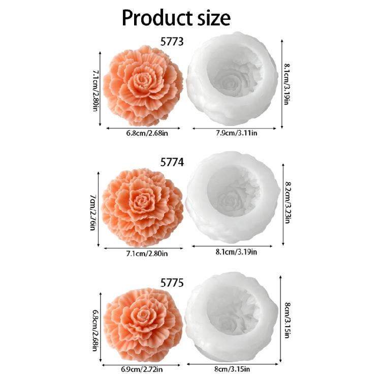 Flower Candle Making Making Tool Layered Peony Silicone Casting Tool for Candle Soap Gypsum Decoration and Handmade Craft